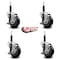 Service Caster 3.5'' Black Poly Swivel 3/4'' Expanding Stem Caster Set with Brake, 4PK SCC-EX20S3514-PPUB-BLK-TLB-34-4 - alternate 2